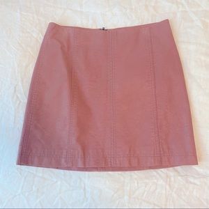 Free People pink vegan leather mini skirt